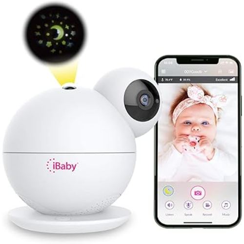 iBaby M8 2K Smart Baby Monitor, 355° Pan 110° Tilt and 2-Way Talk, Video Baby Monitor with Crying and Motion Alerts, Moonlight Projector, Temperature/Humidity Alerts, for iOS/Android
