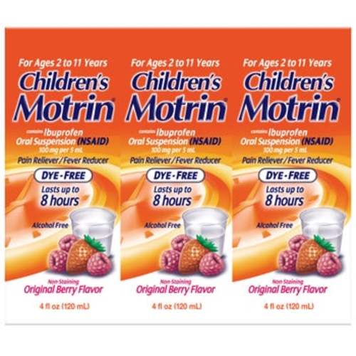 Children's Motrin Dye-Free Berry Flavor Suspension, Fever Reducer & Pain Relief, 12 fl oz | Costco