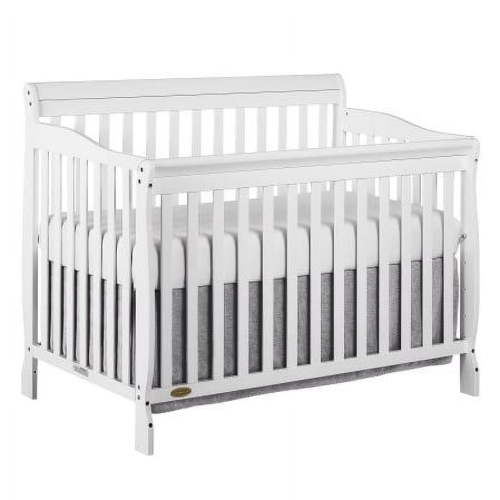 Dream On Me Ashton 5-in-1 Convertible Baby Crib, Wood Furniture, White, Greenguard Gold and JPMA Certified