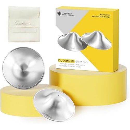 Silver Nursing Cups Nipple Shields for Breastfeeding Newborn - Original Metal Nipple Cover for Breastfeeding Essential - 999 Silver X-Large