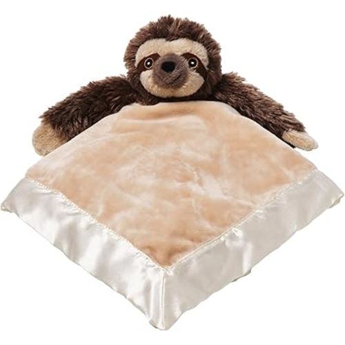 Bearington Baby Speedster Snuggler, 15 Inch Sloth Plush Stuffed Animal Security Blanket Lovey for Babies