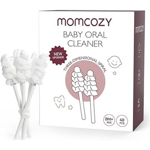 Momcozy Baby Tongue Cleaner Gauze, Baby Toothbrush Disposable Oral Cleaner, Toddler Toothbrush for Tooth Mouth Gum Clean, Infant Toothbrush Oral Cleaning Stick, Baby Oral Cleaner Newborn, 40 Count