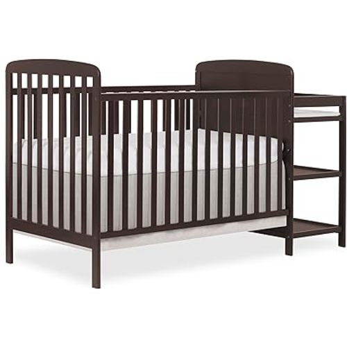 Dream On Me Anna 4 in 1 Full Size Crib and Changing Table Combo in Chocolate Chip, Greenguard & JPMA Certified, Converts from Baby Crib to Toddler Bed and Day Bed
