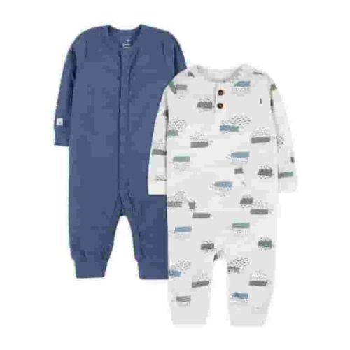 Little Star Organic Baby Boys 2Pk Coveralls, Size Newborn-12M