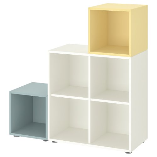 EKET Storage combination with feet - white light gray-blue/pale yellow 41 3/8x13 3/4x42 1/8 "