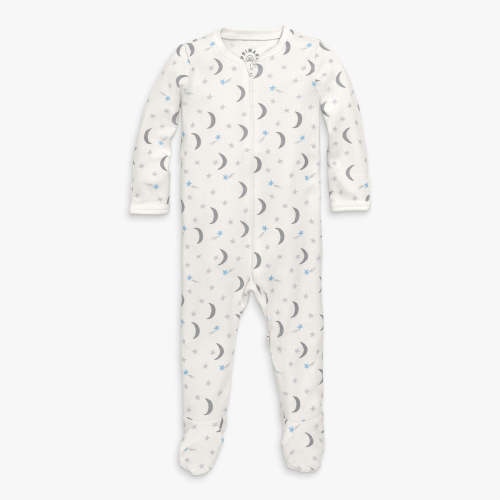 Organic zip footie in starry night | Primary.com