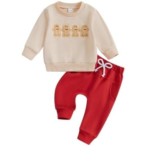 Christmas Toddler Baby Boy Outfit Gingerbread Sweatshirt Pants Cute My First Christmas Baby Boy Outifts