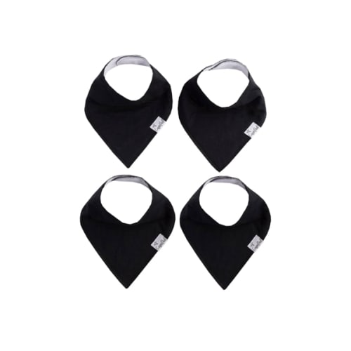 Copper Pearl 4 Pack Soft Cotton Baby Bibs for Drooling and Teething, Absorbent Drool Bibs for Baby Girl and Boy, Adjustable to Fit Newborns to Toddlers (Black Basics)