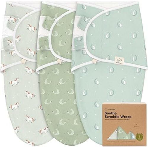 KeaBabies 3-Pack Organic Baby Swaddle Sleep Sacks - Newborn Swaddle Sack, Ergonomic Baby Swaddles 0-3 Months, Swaddles for Newborns, Baby Sleep Sack,Baby Swaddle Blanket Wrap,Baby Essentials (Lunaris)