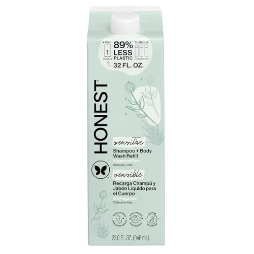 The Honest Company 2-in-1 Baby Shampoo & Body Wash, Fragrance-Free, Gentle, Tear-Free, Hypoallergenic, Naturally Derived, Sensitive Skin, 18 fl oz