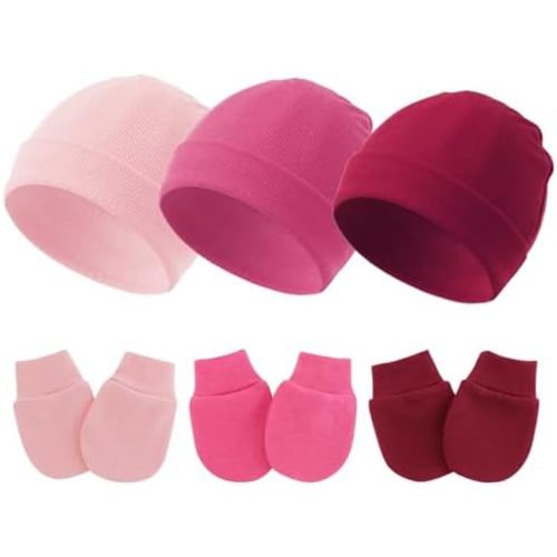 Baby Hats and Mittens Newborn Hats Gloves Infant Beanie Soft Cap Mitten Sets for 0-6 Months Boys Girls