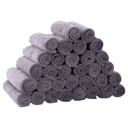 32 Pack Microfiber Baby Washcloths, Baby Face Towel Wipes - Gentle on Sensitive Skin for New Born Face, Baby Registry as Shower for Girls and Boys, 9x9 Inch, Dark Grey - 9x9 Inch (Pack of 32)