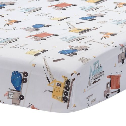 Bedtime Originals by Lambs & Ivy Construction Zone Fitted Crib Sheet: Microfiber, Crib Size, 1-Pack, Vehicles Pattern