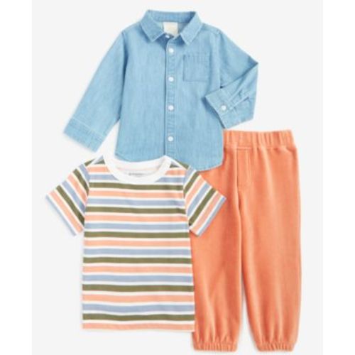 First Impression Baby Boys Imagine Stripe Shirt, T-Shirt & Pants Set, Created for Macy's