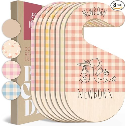 Baby Clothes Organizer - Pink Baby Closet Dividers for Nursery Decor, Storage & Organization - 8 Size Closet Dividers for Hanging Clothes, Gender Neutral Nursery Must-Haves & Accessories