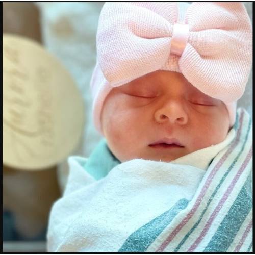 Infant Hospital Hat Bow Baby Girl Hospital Hat Beanie with Bow - pink and blue bonnets
