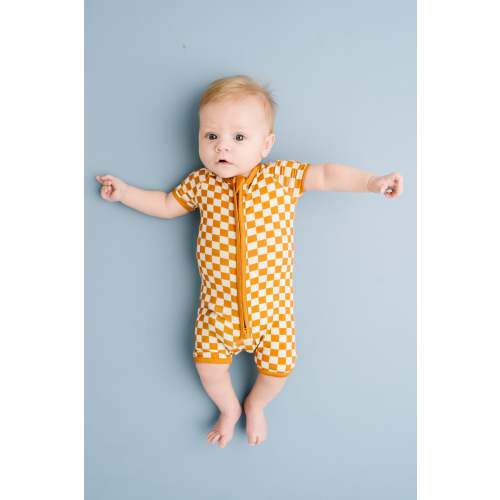 Checkerboard Charm Bamboo Short Romper