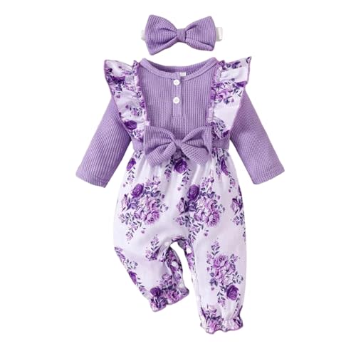Aoswep Newborn Baby Girl Clothes Jumpsuits Clothes Long Sleeve Rompers