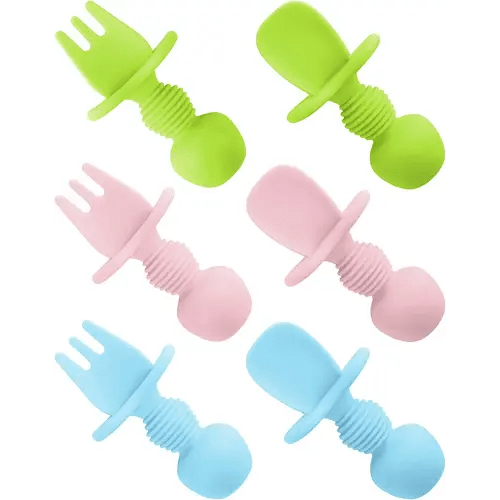 6pcs Silicone Baby Spoon Set, Baby First Stage Feeding Spoon, Easy