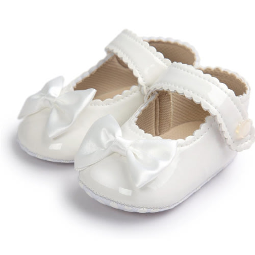 Meckior Infant Baby Girls Soft Sole Bowknot Princess Wedding Dress Mary Jane Flats Prewalker Newborn Light Baby Sneaker Shoes