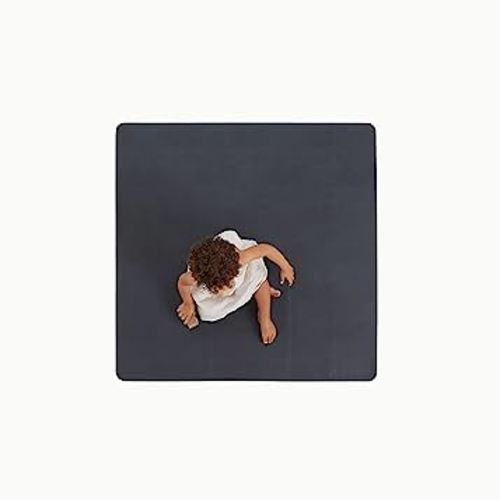 GATHRE Baby Splat Mat for Under High Chair - Wipeable and Water Resistant Leather Splat Mat, Foldable, Anti-Slip, Protective Baby Floor Mat for Mealtime Spill and Playtime Mess (38" x 38" Raven)