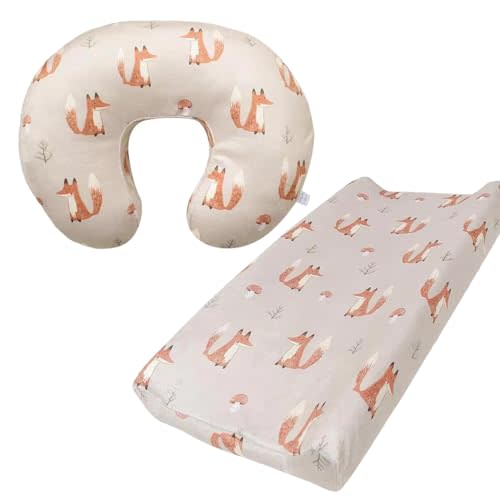 iEvolve Minky Nursing Pillow Cover Breast Feeding Pillow Cover Slipcover U Shape for Baby Boy Girl,Cover Only(Pillow & Pad Cover Fox, Pack of 2)
