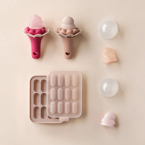 Moonkie Baby Fruit Feeder with Freezer Tray | BPA Free Silicone Infant Food Feeder | Two Sizes Pouches and Breastmilk Popsicle Molds for Cooling Relief | Baby Shower Gifts 4 Months+, 2 Pack