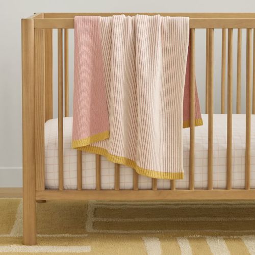 Contrast Ribbed Knit Baby Blanket