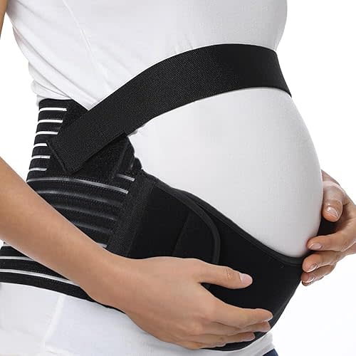 FITTOO Maternity Belt Back Support Belly Band Pregnancy Belt Support Brace Abdominal Binder Waist Support Black M