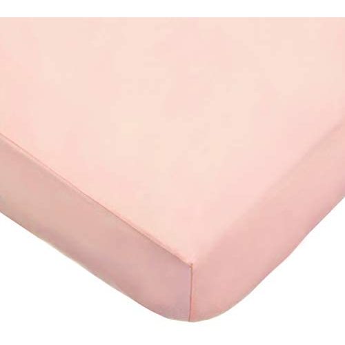 American Baby Company 100% Cotton Jersey Knit Fitted Sheet for Standard Crib and Toddler Mattresses, Blush, for Girls, 28x52x9 Inch (Pack of 1)
