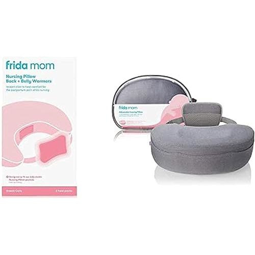 Frida Mom Adjustable Nursing Pillow with Nursing Pillow Back + Belly Warmers - for Mom + Baby Comfort During Nursing + Pumping