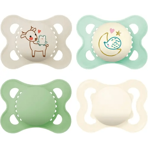 MAM Variety Pack Baby Pacifier, Includes 3 Types of Pacifiers, Nipple Shape is Developed with Dentists, 0-6 Months, Unisex, 4 Count (Pack of 1)