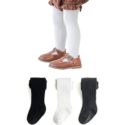 EPEIUS Baby Girls Tights Cable Knit Leggings Stockings Cotton Pantyhose for Newborn Infants Toddlers 3/6 Pack