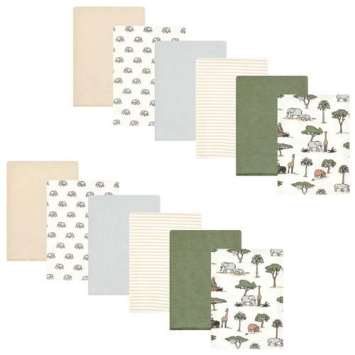 Hudson Baby Cotton Flannel Burp Cloths Bundle, Going On Safari, One Size