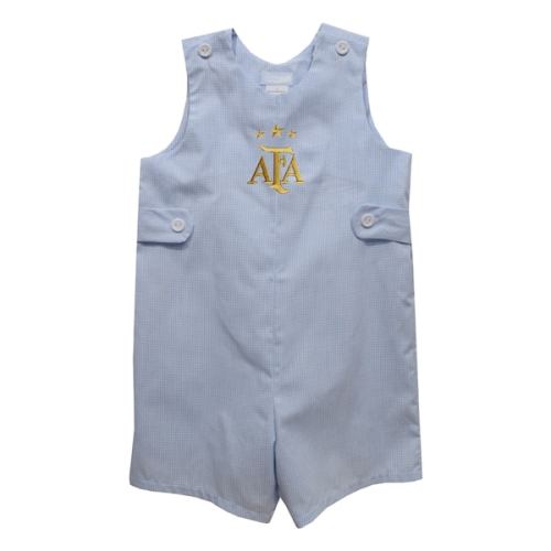 Argentina National Team Vive La Fete Infant Infant Gingham Jon Jon Romper - Light Blue - 6 M
