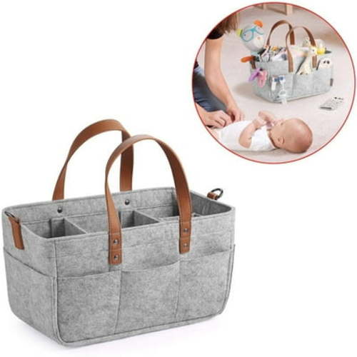 MOOTY Diaper Caddy Organizer with Handle, Shoulder Strap Buckle, 3 Removable Storage Compartments, Car Caddy Organizer, Nursery Diaper Organizer, Portable Diaper Holder Organizer