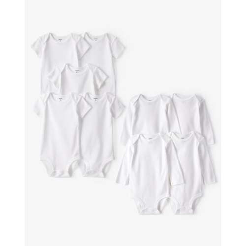 Baby 9-Pack Short Sleeve & Long Sleeve Cotton Bodysuits - White | Carter's