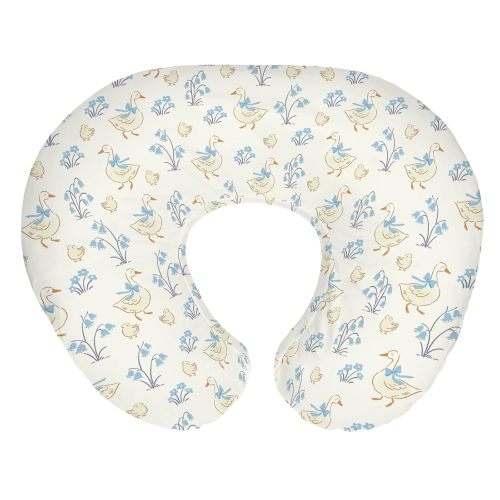 Vintage Geese Boho Flowers Bows Baby Nursing Pillow Covers for Boy Girl Spring Ducks Blue Floral Nursery Pillowcase for Breastfeeding Pillows Pastel Farm Animal Soft Stretchy Slipcovers for Newborn