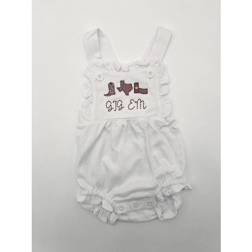 Texas A&M Toddler Outfit | Aggies Embroidered Sunsuit Bubble | Girls Boys Gig Em College Station Gameday Outfit Toddler Baby