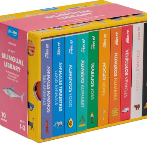 My First Bilingual Library: A Spanish-English Vocabulary Board Book Set of Colors, Numbers, Animals, ABCs, and More (Si Sabo Bilingual Books for Kids)