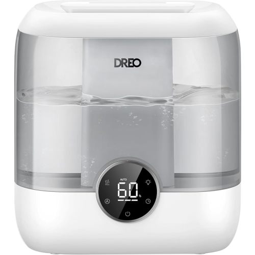 DREO 6L Top Fill Humidifiers for Bedroom, 60H Runtime 28 dB Quiet Supersized Cool Mist Air Humidifiers for Large Room, Baby Nursery, Plant, Indoor, Night Light, Easy to Clean, Precise Humidity Control