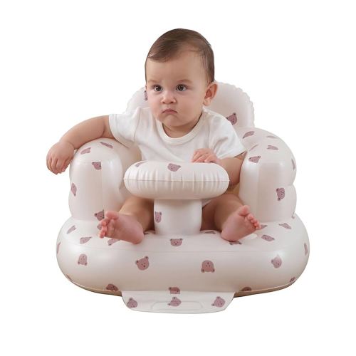 Upgrade Inflatable Baby Seat with Tray for Babies 3-36 Months, Built in Air Pump Bumbo Seat with Tray, Load-Capable Baby Chair Sit Me up Floor Seat for Baby, Learning to Sit&Feeding