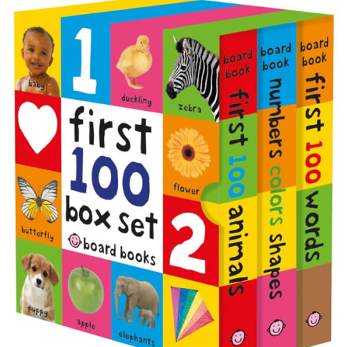 First 100 Board Book Box Set (3 books): First 100 Words, Numbers Colors Shapes, and First 100 Animals