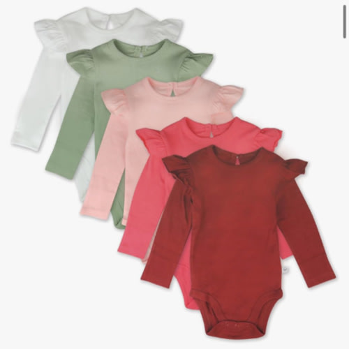 HonestBaby Long Sleeve Bodysuits Multipack Organic Cotton for Infant Baby Girls