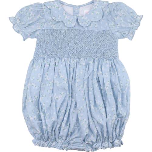 Blue And White Petite Floral Smocked Bubble – Cecil & Lou