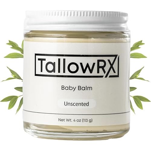 Tallow Baby Balm for Delicate Skin – All-Natural, Moisturizing & Soothing Cream with Grass-Fed Beef Tallow, Organic Jojoba & Organic Vitamin E – For Newborns, Infants & Toddlers (4oz, Unscented)