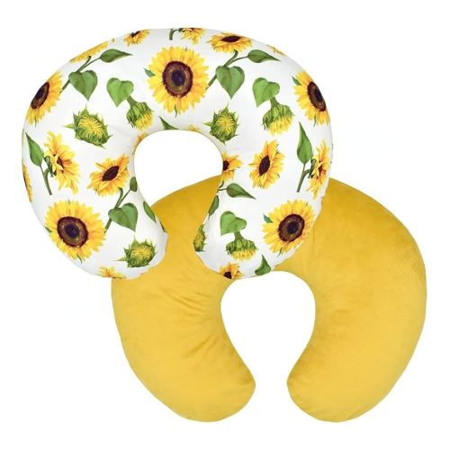 Nursing Pillow Cover Stretchy Pillow Slipcovers for Breastfeeding Moms Two-Sided Design (Sunflower)