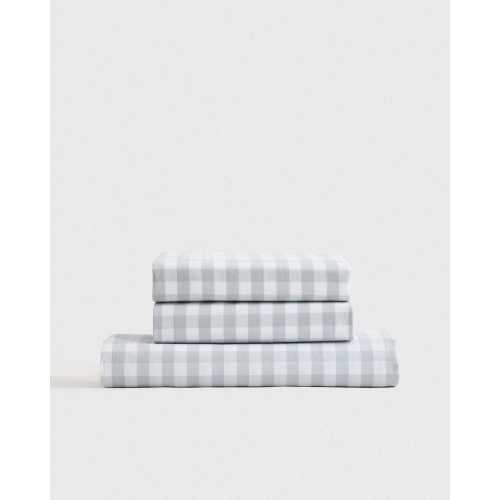 Classic Organic Percale Gingham Fitted Sheet Set