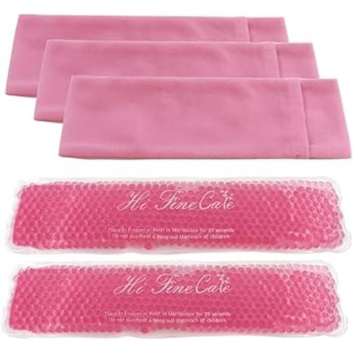 Perineal Cooling Pad, Postpartum Cold Packs Gel Bead Ice Pack Cold Therapy for Women After Pregnancy and Delivery, 2 Ice Pack and 3 Cover (Pink)