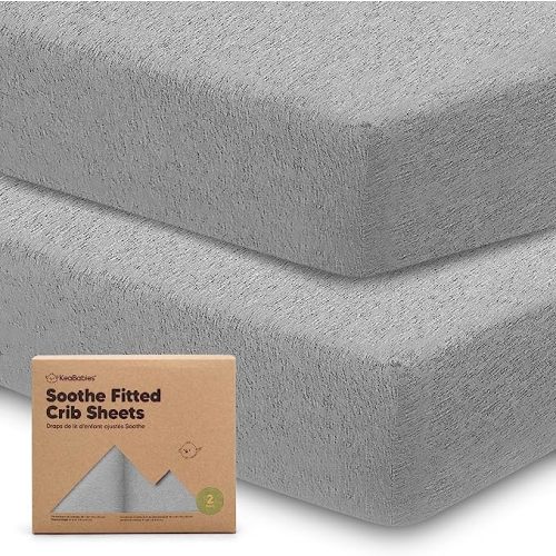 KeaBabies 2-Pack Organic Crib Sheets for Boys, Girls, Jersey Fitted Crib Sheet, Baby Crib Sheets Neutral, Cotton Breathable Crib Sheet, Cute Printed Crib Mattress Sheet, Baby Mattress Sheets (Storm)